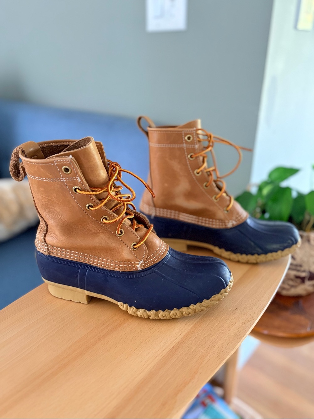 90s L.L.Bean Duck Boots Women’s Sz 7 Blue Leather Gorpcore